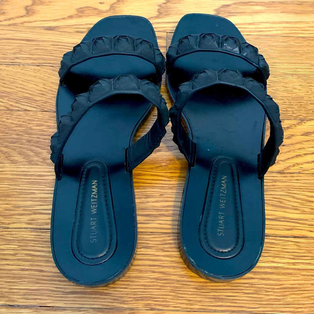 Stuart Weitzman Rosita Rubber Flat Sandals, Womens size 8.5